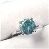 Image 2 : 14K White Gold Deep Blue Green Moissanite(1.4ct) Ring (~Size 6) (~weight 2.32g), Made in Canada, App