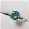 Image 3 : 14K White Gold Deep Blue Green Moissanite(1.4ct) Ring (~Size 6) (~weight 2.32g), Made in Canada, App