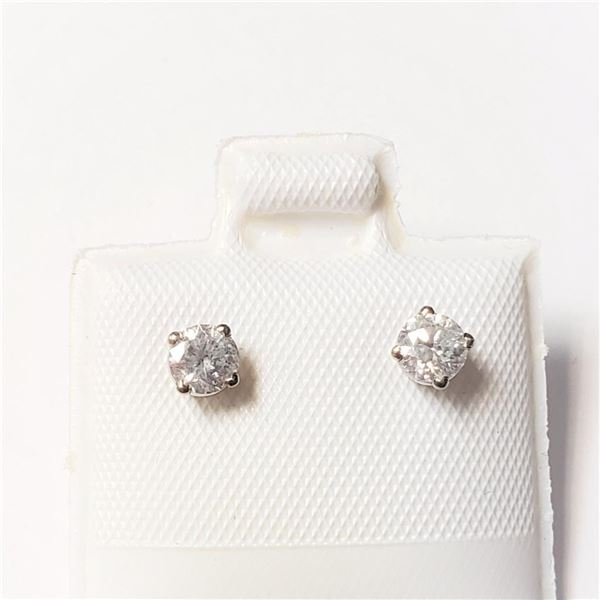 14K White Gold Diamond (0.38Ct,I2-3,H-I) Earrings  (~weight 0.5g), Made in Canada, Appraised Retail 