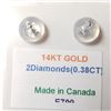 Image 4 : 14K White Gold Diamond (0.38Ct,I2-3,H-I) Earrings  (~weight 0.5g), Made in Canada, Appraised Retail 