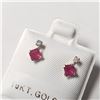 Image 2 : 10K Yellow Gold Ruby(0.44ct) Diamond(0.06ct) Earrings (~Size ) (~weight 0.42g), Made in Canada, Appr