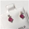 Image 3 : 10K Yellow Gold Ruby(0.44ct) Diamond(0.06ct) Earrings (~Size ) (~weight 0.42g), Made in Canada, Appr