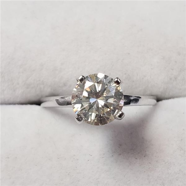 14K White Gold White Moissanite(1.1ct) Ring (~Size 6)( (~weight 2.26g), Made in Canada, Appraised Re