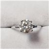 Image 1 : 14K White Gold White Moissanite(1.1ct) Ring (~Size 6)( (~weight 2.26g), Made in Canada, Appraised Re