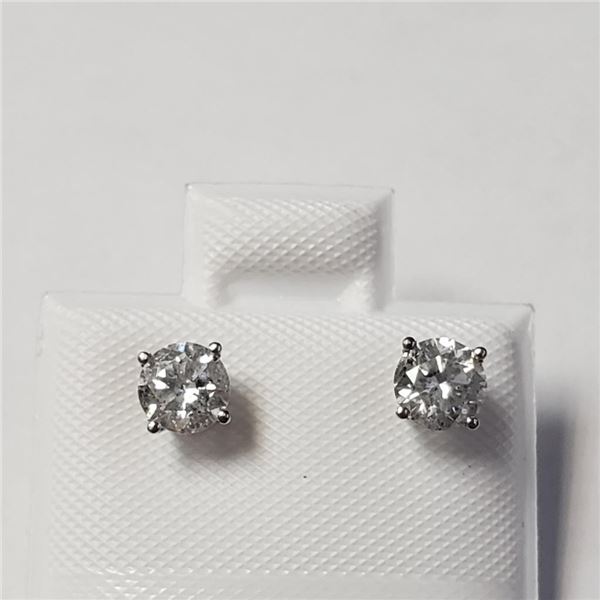 14K White Gold Diamond (0.72Ct,Si1-I1,G-I) Earrings (~Size )(Ring is resizable for $40) (~length inc
