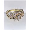 Image 3 : Ladies Cluster Top with brilliant cut solitaire stone 14K GP Anniversary Ring size 7