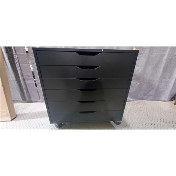 Six Drawer Dark Dresser/storage cabinet on wheels