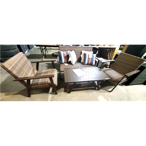 Wicker & Aluminum 4 piece Garden patio set NEW with loveseat, 2 chairs and table