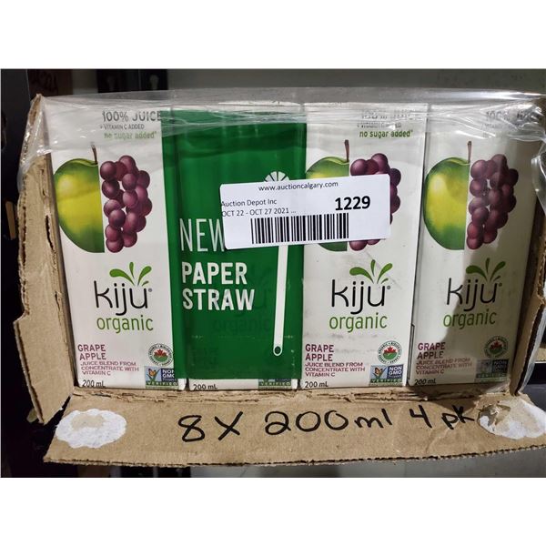 Kiju Organic Grape Apple Juice Case lot of 8 x 4 x 200ml