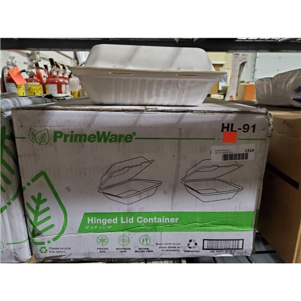 PrimeWare Hinged Lid Containers recycled , micro and freezer safe - Case lot of 200