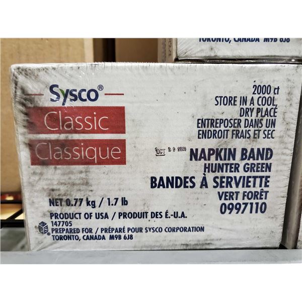 Sysco Napkin Bands case lot of 2000 hunter green