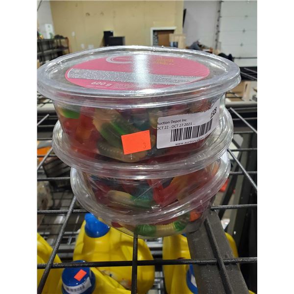 Compliments Gummi Worms Giant Tub lot of 3 x 600g