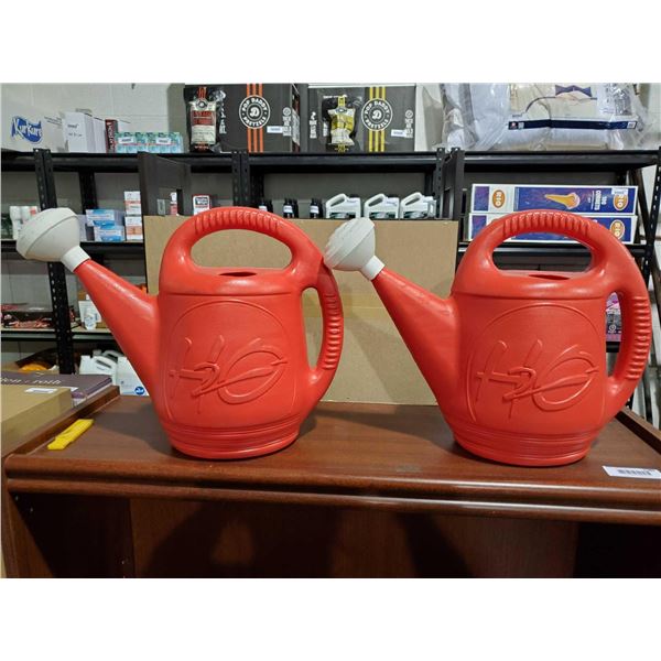 Red 2 gallon Plastic watering can - Lot of 2