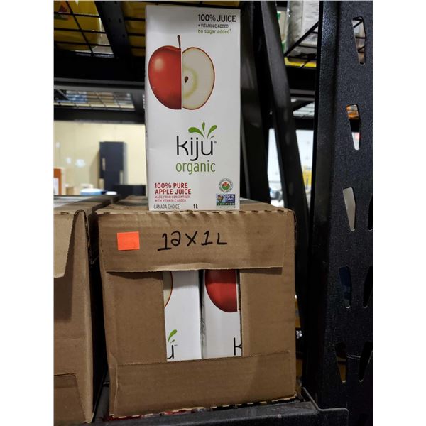 Kiju Organic 100% Pure Apple Juice case lot of 12 x 1L
