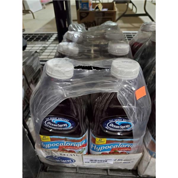 Ocean Spray Low Calorie Cranberry cocktail case lot of 8 x 1.89L
