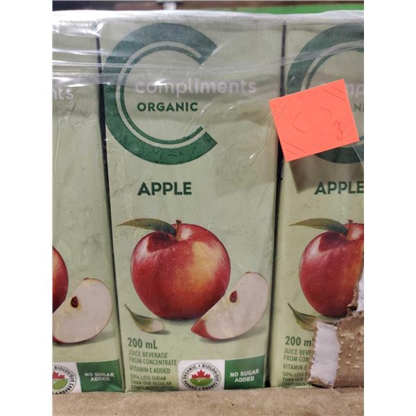 Compliments Organic Apple Juice Case lot of 40 x 200ml