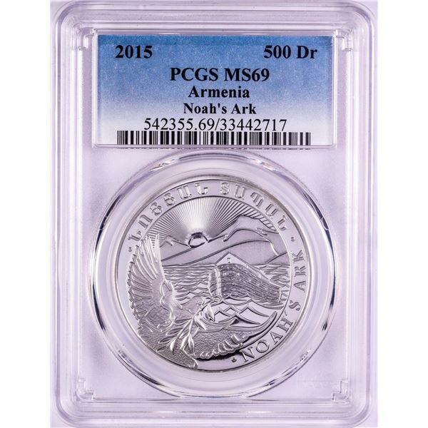 2015 Armenia 500 Dram Noah's Ark Silver Coin PCGS MS69
