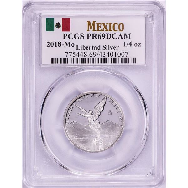 2018-Mo Mexico Proof 1/4 oz Silver Libertad Coin PCGS PR69DCAM