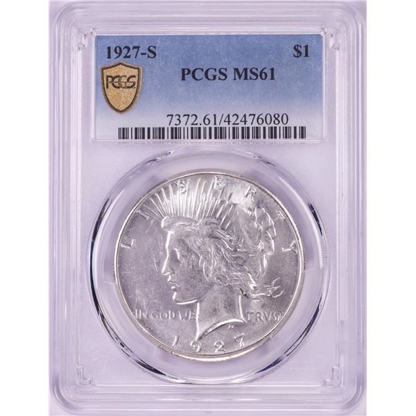 1927-S $1 Peace Silver Dollar Coin PCGS MS61