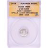 Image 1 : 2014 Proof 1/10 oz Platinum JFK Apollo 11 Anniversary Medal ANACS MS69