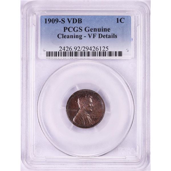 1909-S VDB Lincoln Wheat Cent Coin PCGS VF Details