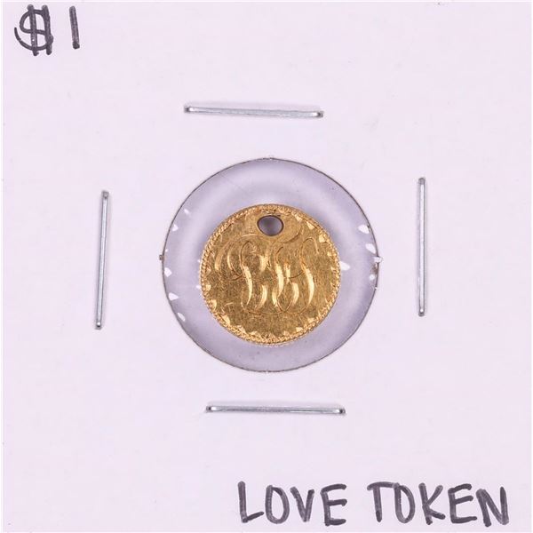 $1 Liberty Head Gold Dollar Love Token Coin Holed