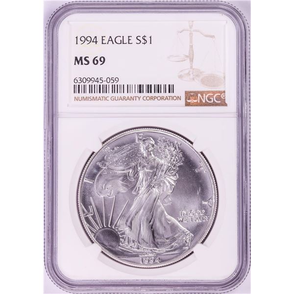 1994 $1 American Silver Eagle Coin NGC MS69