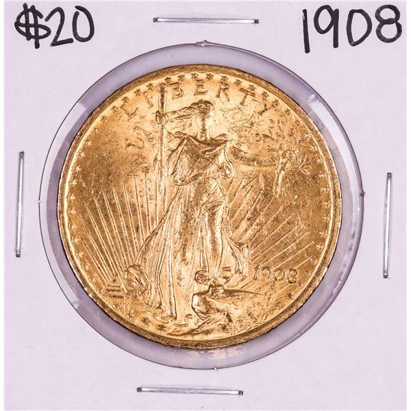 1908 No Motto $20 St. Gaudens Double Eagle Gold Coin