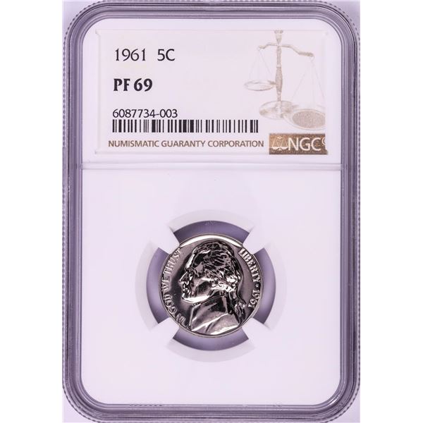 1961 Proof Jefferson Nickel Coin NGC PF69