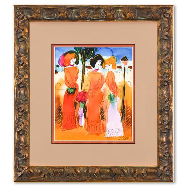 Moshe Leider Framed Original Mixed Media Watercolor Painting
