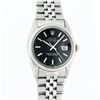 Image 2 : Rolex Mens Stainless Steel Black Index Oyster Perpetual Datejust Wristwatch