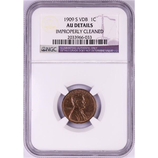 1909-S VDB Lincoln Wheat Cent Coin NGC AU Details