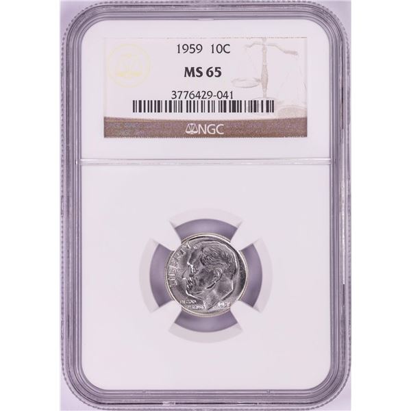 1959 Roosevelt Dime Coin NGC MS65