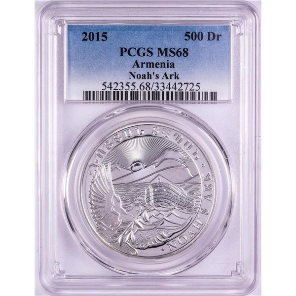 2015 Armenia 500 Dram Noah's Ark Silver Coin PCGS MS68