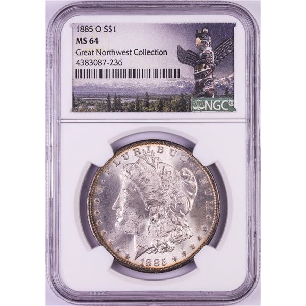 1885-O $1 Morgan Silver Dollar Coin NGC MS64 Nice Toning Cracked Slab