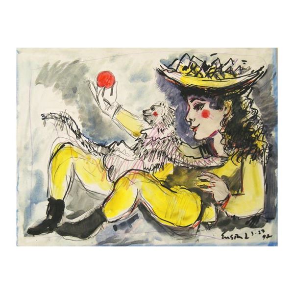 Ensrud Original "Two Friends" Original Mixed Media On Board