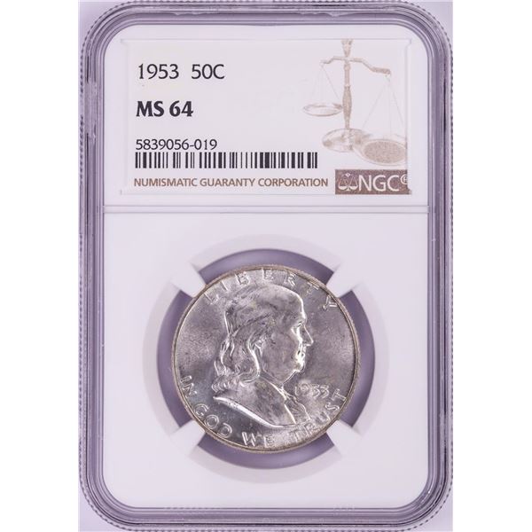 1953 Franklin Half Dollar Coin NGC MS64