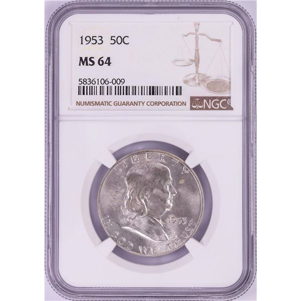 1953 Franklin Half Dollar Coin NGC MS64