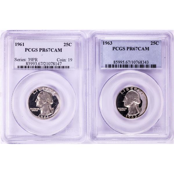 Lot of 1961 & 1963 Proof Washington Quarter Coins PCGS PR67CAM