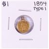 Image 1 : 1854 Type 1 $1 Liberty Head Gold Dollar Coin Pendent