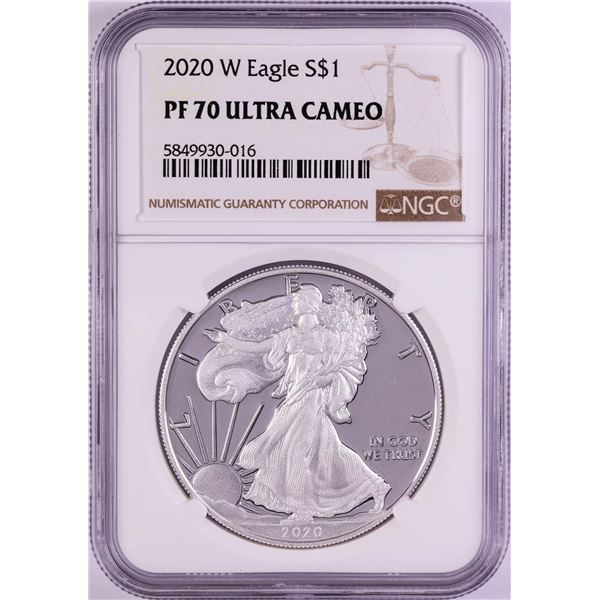 2020-W $1 Proof American Silver Eagle Coin NGC PF70 Ultra Cameo