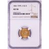 Image 1 : 1861 New Reverse $2 1/2 Liberty Head Quarter Eagle Gold Coin NGC AU58