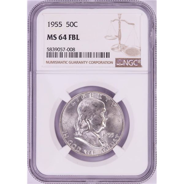 1955 Franklin Half Dollar Coin NGC MS64FBL
