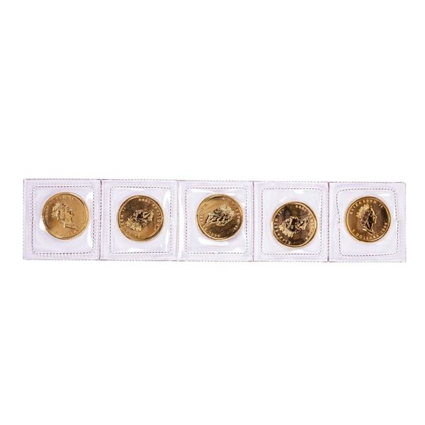 Lot of (5) Sealed 1999 Canadian $5 Maple Leaf Gold Coins