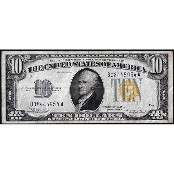 1934A $10 North Africa WWII Emergency Issue Silver Certificate Note