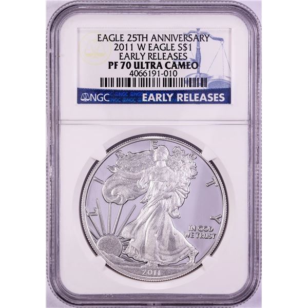 2011-W $1 Proof American Silver Eagle Coin NGC PF70 Ultra Cameo Early Releases