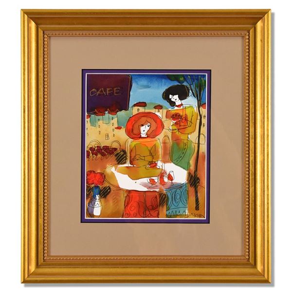 Moshe Leider Framed Original Mixed Media Watercolor Painting