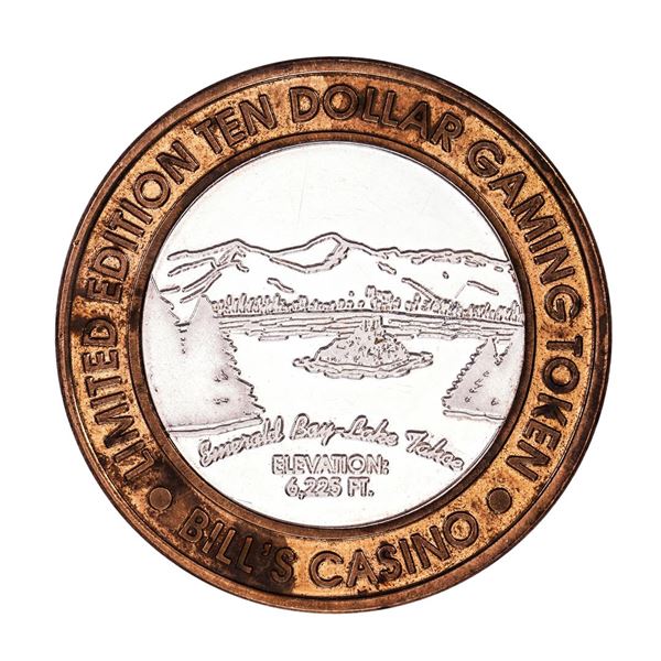 .999 Silver Bills Casino Lake Tahoe, Nevada $10 Limited Edition Gaming Token