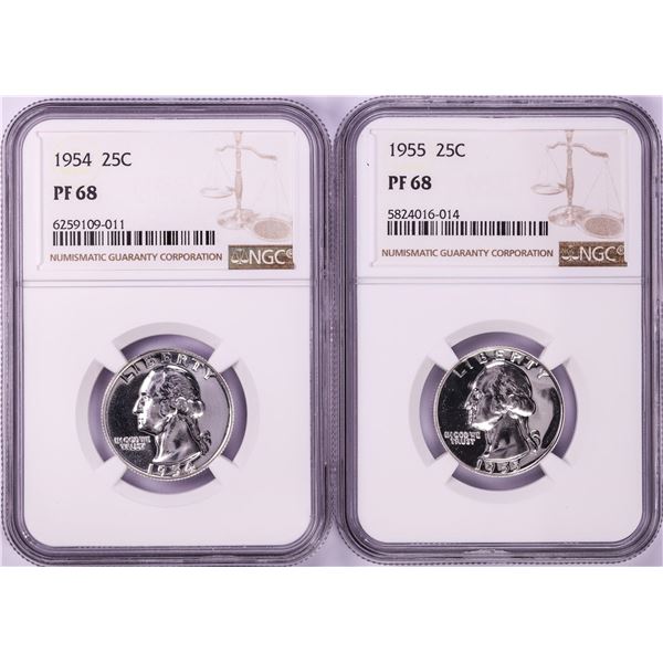 Lot of 1954-1955 Proof Washington Quarter Coins NGC PF68