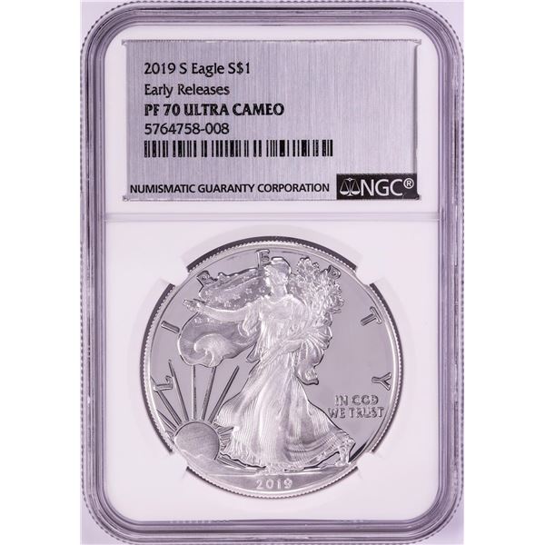 2019-S $1 Proof American Silver Eagle Coin NGC PF70 Ultra Cameo Early Releases